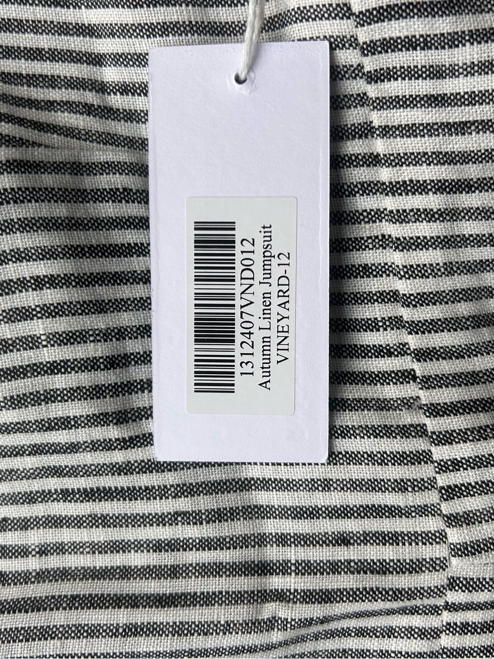 Reformation Autumn Linen Jumpsuit Vineyard Stripe Open Back Wide Leg Size 12 NWT - Picture 10 of 11